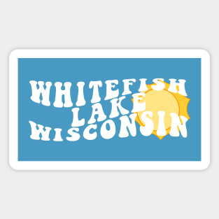 Sunshine in Whitefish Lake Wisconsin Retro Wavy 1970s Summer Text Magnet